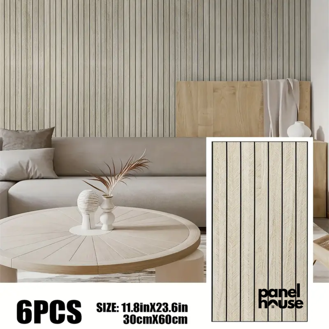 3D Wood Slat Wall Panels, Self-Adhesive, Removable, Waterproof Buy 1, Get 6 Premium Panels for Only Β£7! (30cm x 60cm)