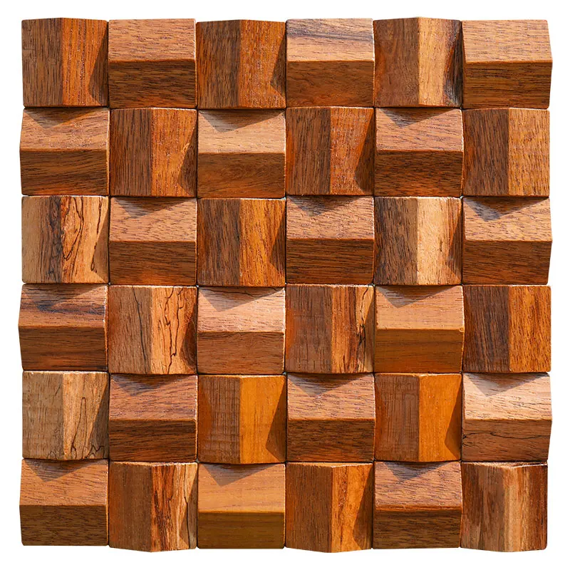 Solid Wood 3D Mosaic Panel Premium ✅ (30 x 30 cm)