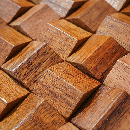 Solid Wood 3D Mosaic Panel Premium ✅ (30 x 30 cm)