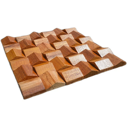 Solid Wood 3D Mosaic Panel Premium ✅ (30 x 30 cm)