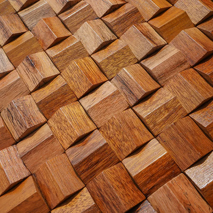 Solid Wood 3D Mosaic Panel Premium ✅ (30 x 30 cm)
