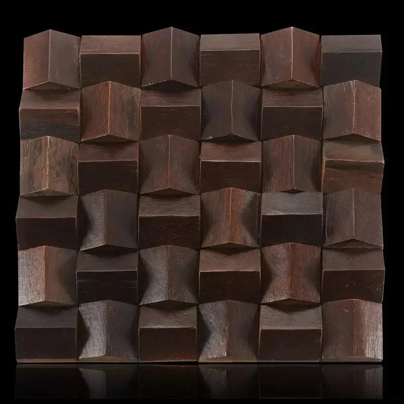Solid Wood 3D Mosaic Panel Premium ✅ (30 x 30 cm)