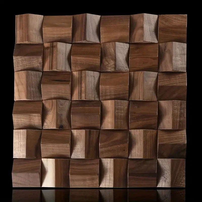 Solid Wood 3D Mosaic Panel Premium ✅ (30 x 30 cm)