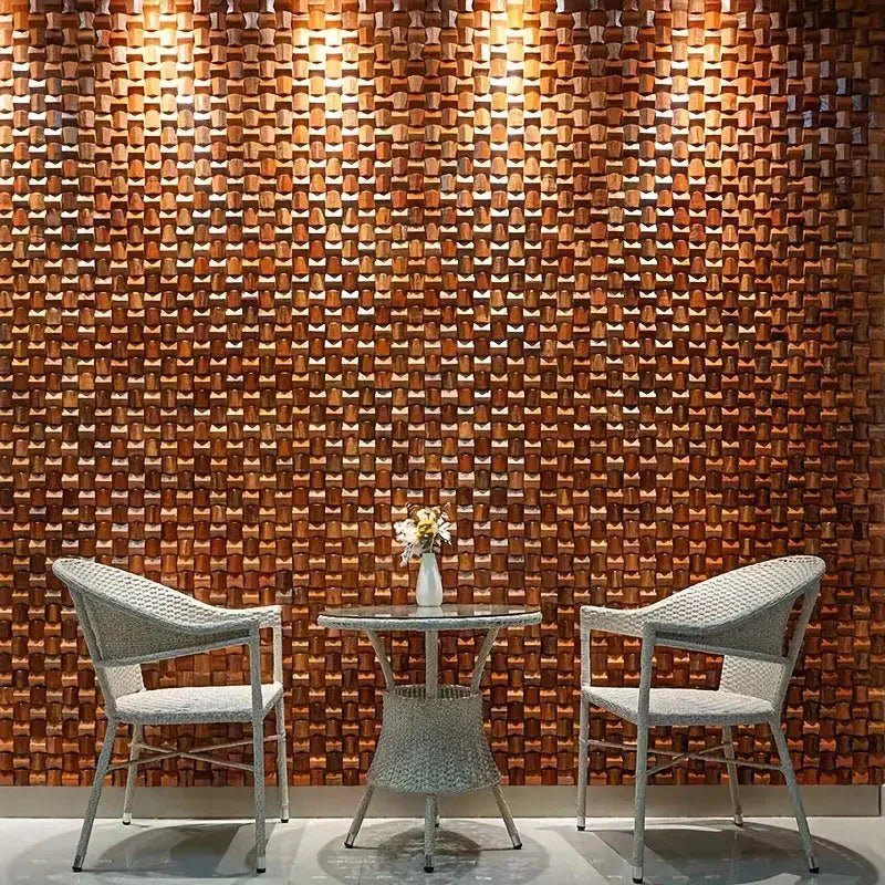 Solid Wood 3D Mosaic Panel Premium ✅ (30 x 30 cm)