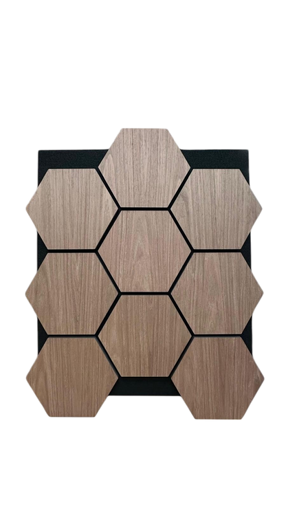 Pack of 4 Wooden Acoustic Wall Hexagon Panels 700mm x 570mm Light Oak
